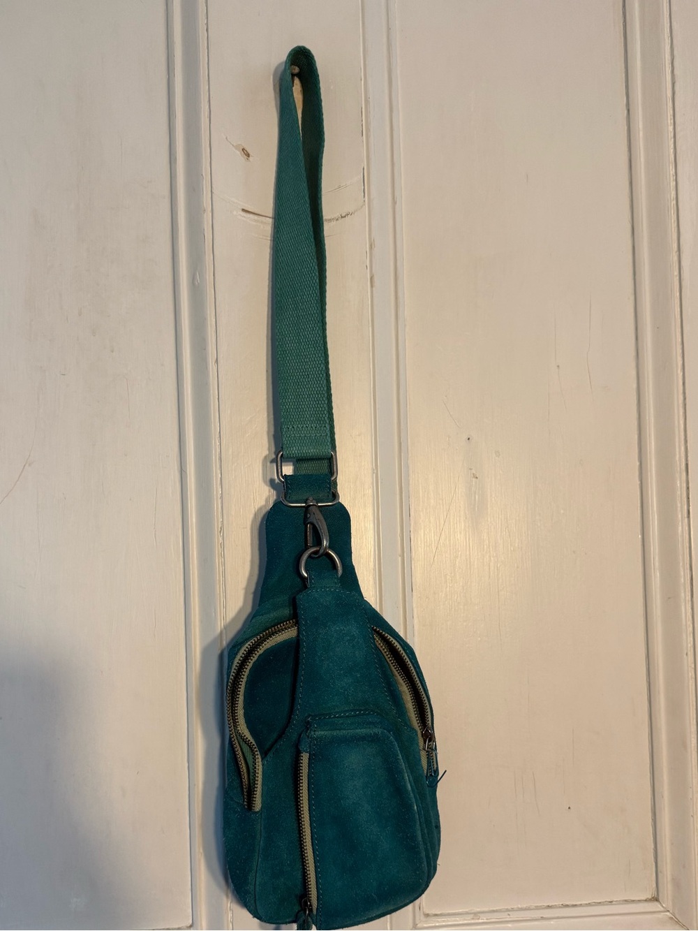 Free People Teal Suede Crossbody Sling Bag - Stylish Everyday Carry